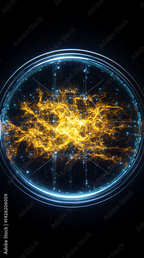 Poster dynamic energy burst digital realm abstract visualization dark background close-up creative design c