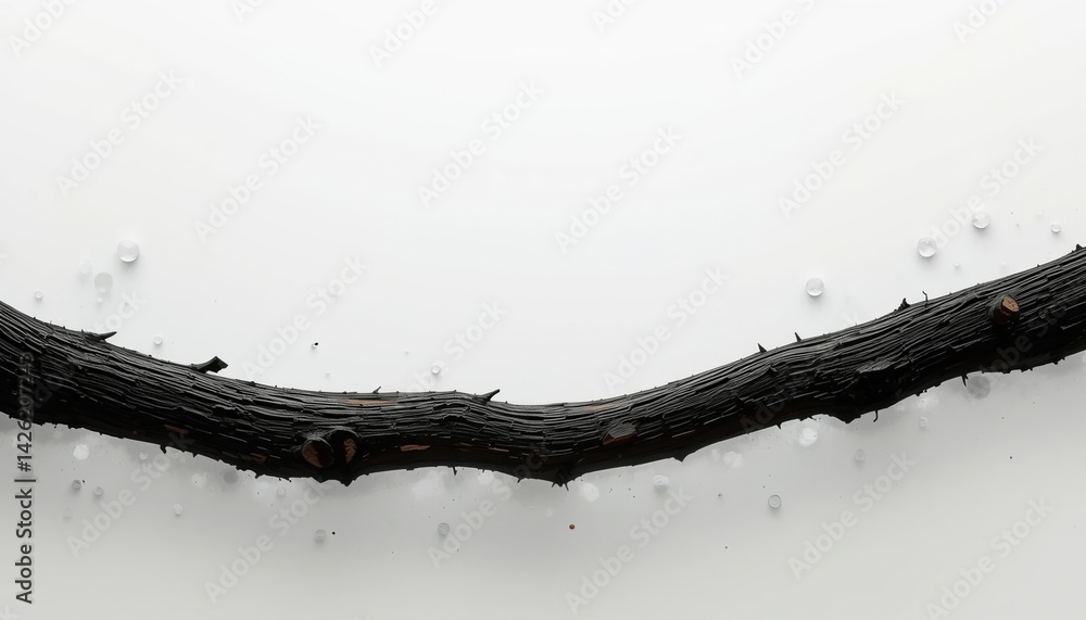 Poster nature's artistic display a curved branch on a minimalistic white background focused composition ser