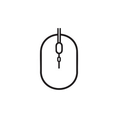 Minimal computer mouse icon isolated on white background, simple line art vector symbol for technology, office, and device interface design