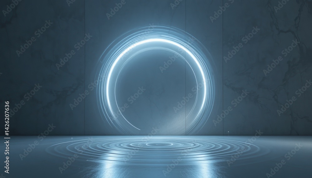 Aufkleber dynamic light portal effect futuristic studio digital art minimal environment eye-level perspective 