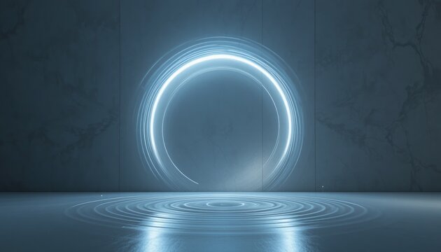Dynamic light portal effect futuristic studio digital art minimal environment eye-level perspective concept of transition and possibility