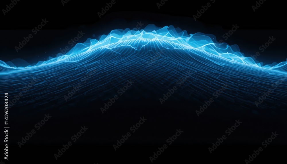 Aufkleber dynamic blue wave action abstract visualization digital environment futuristic concept high-tech vie