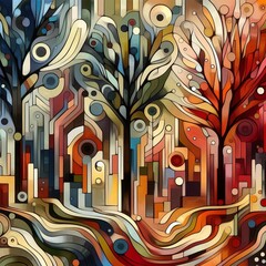 Fototapeta premium Abstract Forest Expressionistic Abstract Complexity