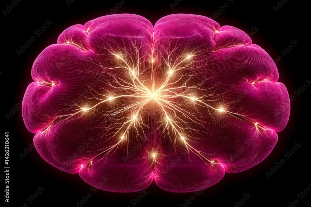 Aufkleber Abstract representation of brain activity with vibrant colors and complex patterns