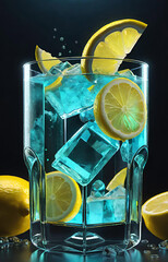 cocktail with ice and lemon