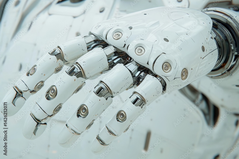 Aufkleber Robotic hand showcasing intricate design and advanced technology in a futuristic setting