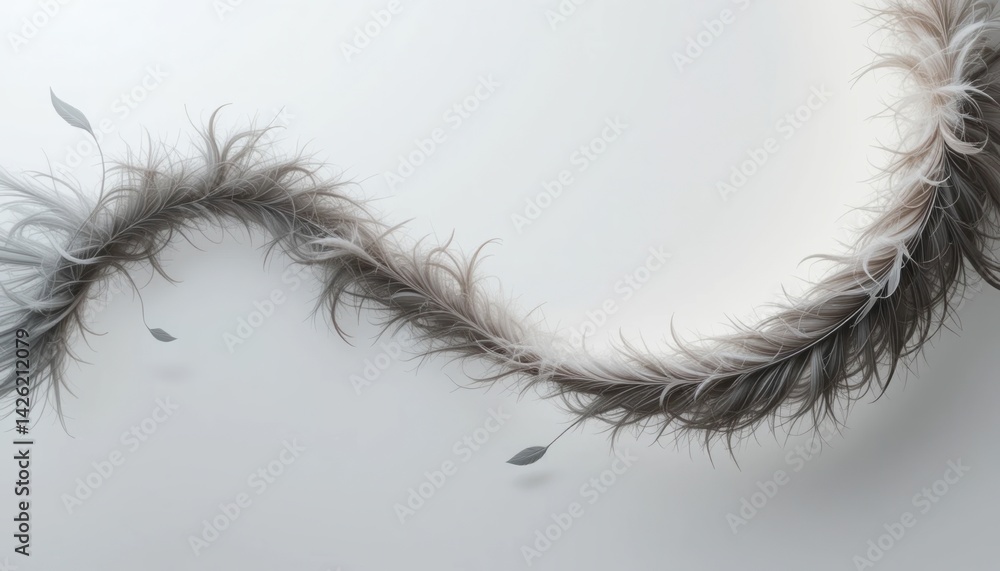 Poster elegant feather arrangement on soft background artistic display minimalist design studio setting top
