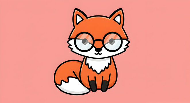 Adorable cartoon fox with glasses perfect for childrens books educational materials and cute design projects