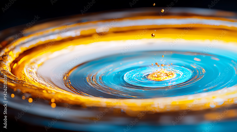 Poster water droplet ripple effect abstract art digital photography studio setting macro view fluid dynamic
