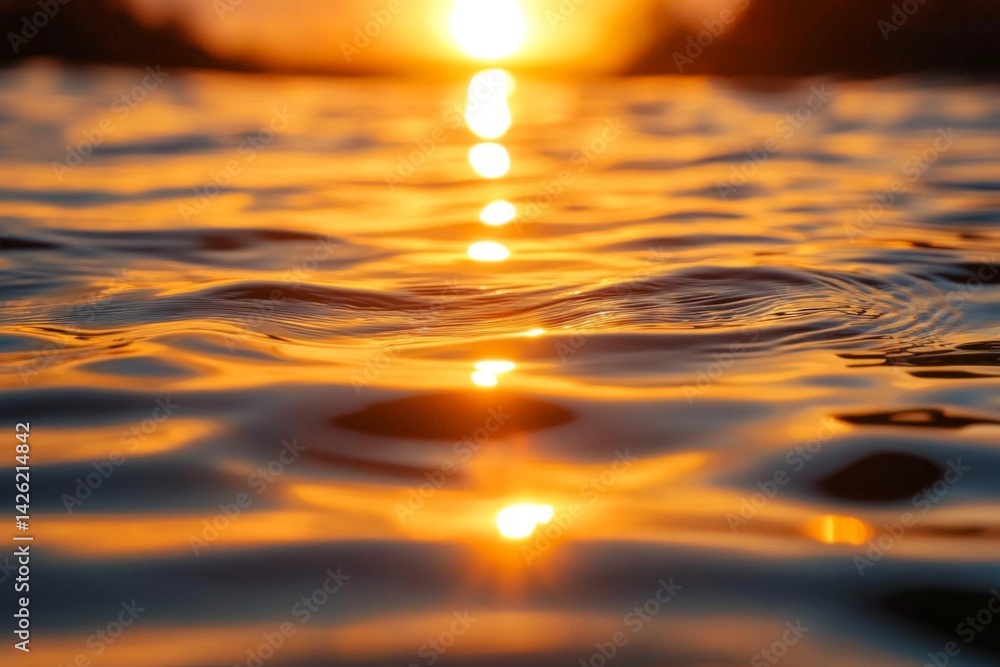 Poster Sunset reflections on water create a calming atmosphere in a serene environment during evening hours