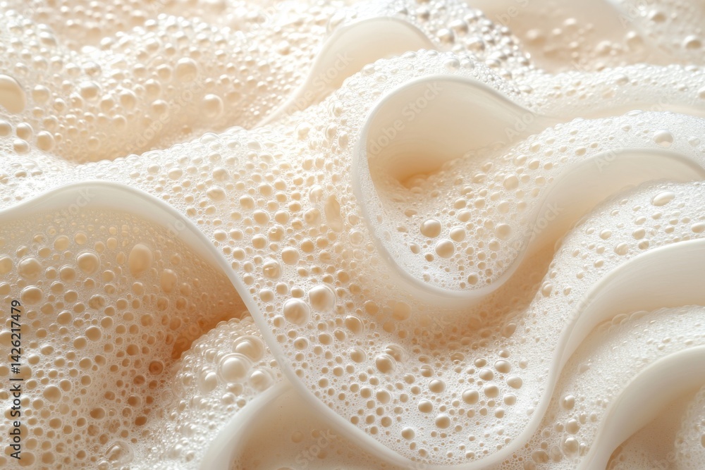 Poster Bubbling creamy texture spreads across surface creating an abstract visual experience in natural light during daytime