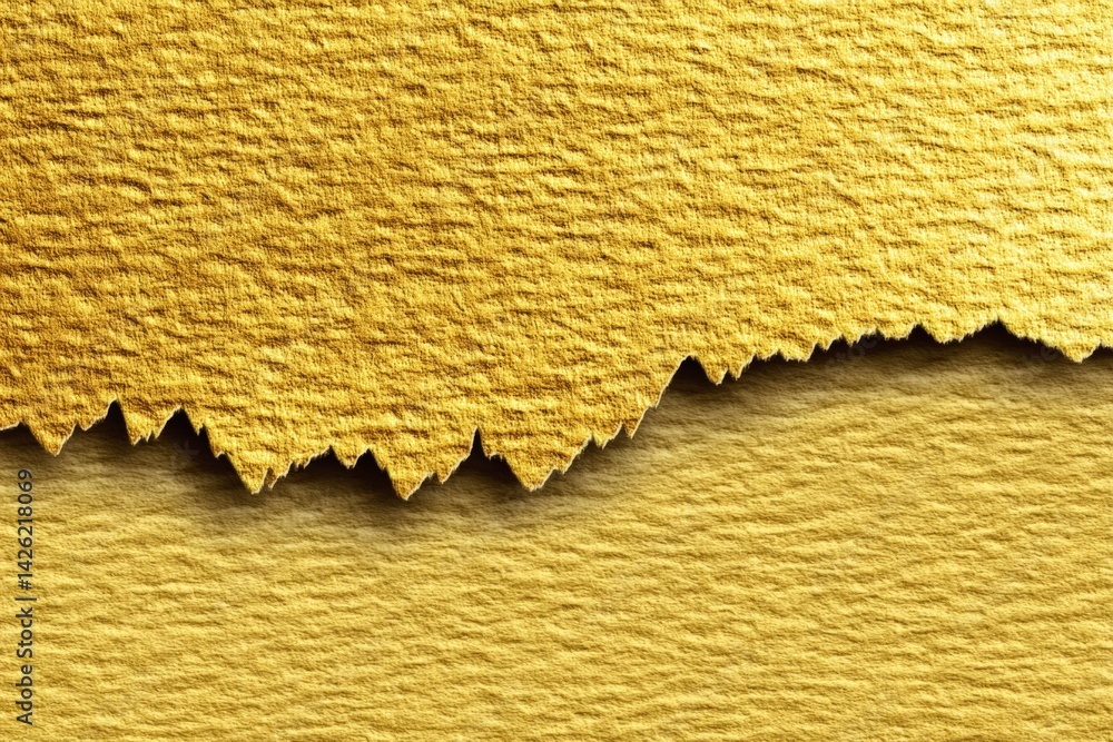 Poster Textured golden surface with jagged edges showcasing intricate patterns and depth for artistic applications