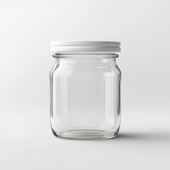 Clear glass jar with white lid (1)