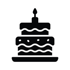 Check this glyph style icon of cake with a burning candle on top
