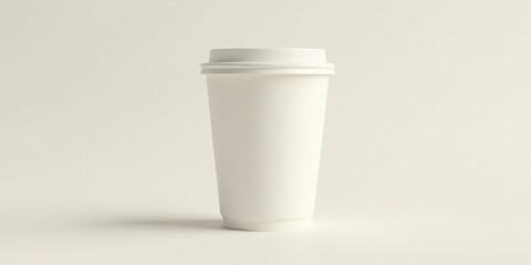A Plain White Disposable Cup Ready for Your Design and Branding on a Neutral Background