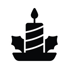 Modern icon of christmas candle crafted in glyph style