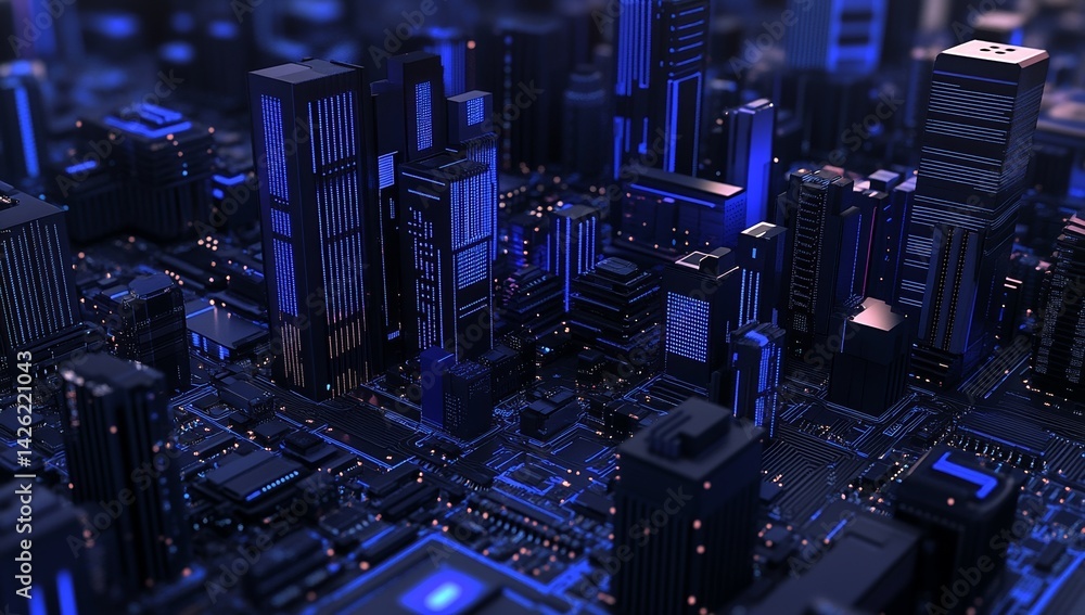 Poster background image of high-tech circuit board, featuring abstract digital technology presentations and