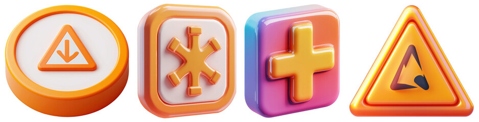 Obraz premium A 3D health warning icon displayed on a transparent background, symbolizing the dangers of pathogens and the importance of health precautions, ideal for campaigns.