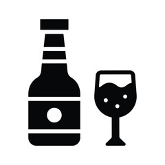 Look at this trendy glyph style icon of champagne bottle with glass
