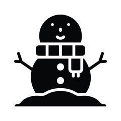 Get this amazing glyph style icon of snowman with a scarf wrap