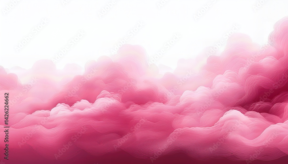Poster pinkish misty serenity tranquil atmosphere infused with pastel hues, creating a mystical and calming