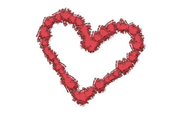 Heart from red brush strokes  with a  transparent background