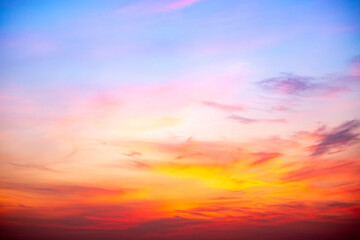 Beautiful , luxury soft gradient orange gold clouds and sunlight on the blue sky perfect for the background, take in evening,Twilight, Large size, high definition landscape photo
