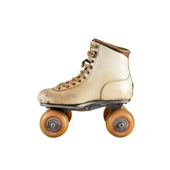Vintage Cream Roller Skate, Worn Leather, Retro Roller Skating Boot