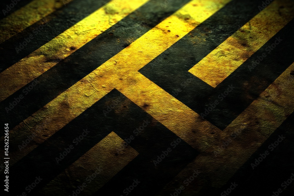 Poster Abstract design featuring yellow and black stripes on textured surface creating a striking visual effect