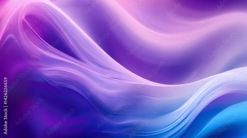Poster vibrant abstract background smooth, flowing waves in tranquil shades of purple and blue, creating ca