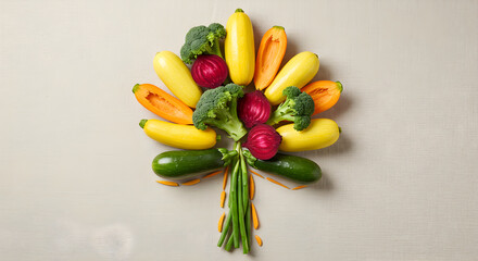 Colorful Vegetable Arrangement Presented as a Whimsical Bouquet Design