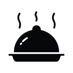 Easy to use glyph style icon showing food serving hot cloche