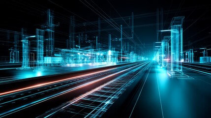 Blueprint of innovative transportation system showcasing advanced ai and holographic technology