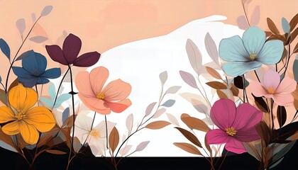 Minimalist Floral Shadow Art Delicate Shadows Dancing on a Vibrant Palette of Reds and Greens in a Striking Abstract Composition, Exuding Serene Beauty and Visual Rhythm.
