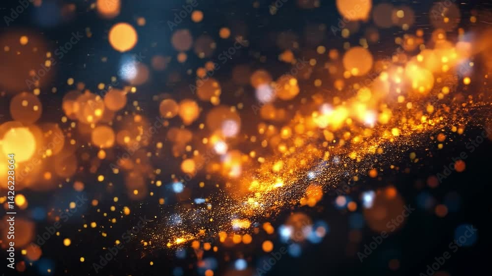 Poster abstract cosmic display shimmering orange and blue particles create mesmerizing bokeh of glowing lig