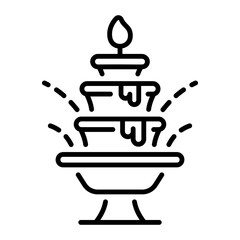 Decorated hotel fountain icon in linear style 