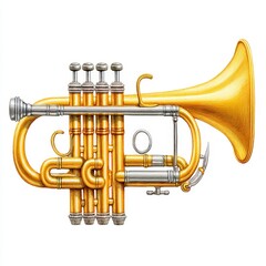 Fototapeta premium Detailed Illustration of a Golden Trumpet Against White Background