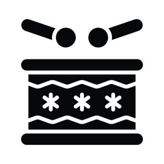 A customizable glyph style icon of drum with sticks