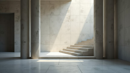 Obraz premium A European woman stands at the threshold between a sunlit atrium and a cozy library, highlighting the dramatic shift in space, light, and atmosphere