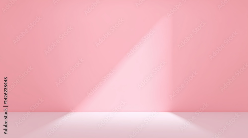 Poster soft pink background with light beam creating a serene atmosphere for creative projects and presenta