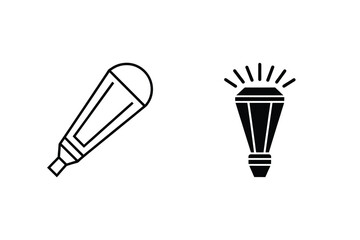 Isolated Black Icon Set Of Diamond Gemstone And A Lipstick Tube On White