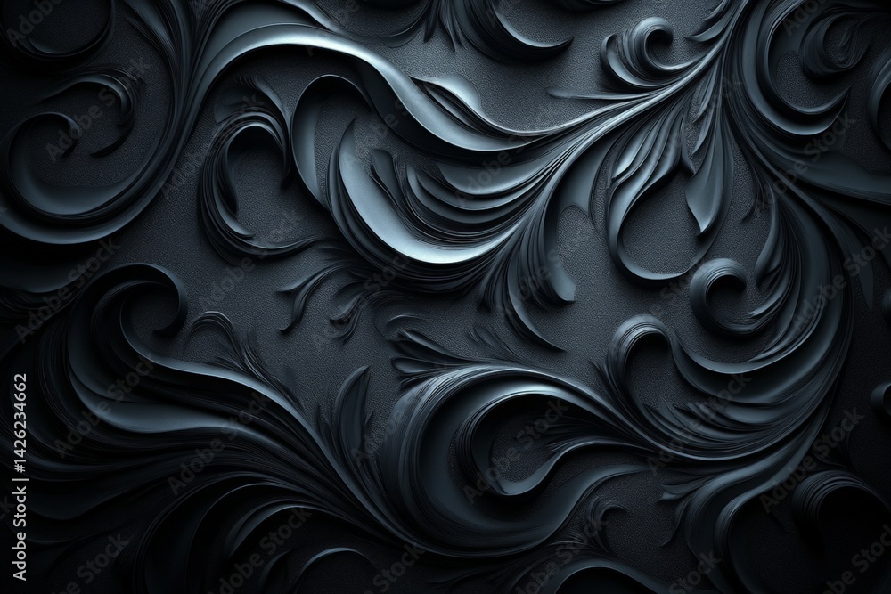 Aufkleber Intricate dark swirl patterns on textured surface showcasing modern design elements