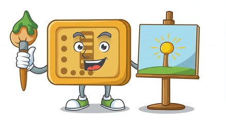 Naklejka premium Cartoon biscuit artist illustration