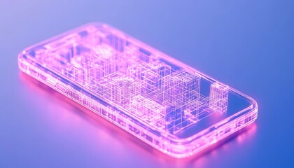 Transparent phone showcasing glowing internal circuitry