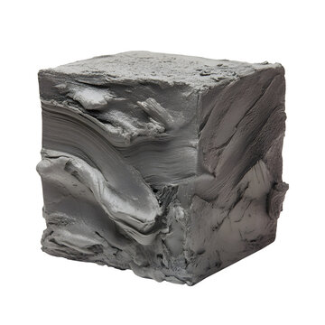 Grey modelling clay block isolated on white background --v 7.0