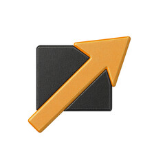 Obraz premium 3D Render of Orange Arrow Pointed Upwards on Black Square Background - Growth, Progress, Success