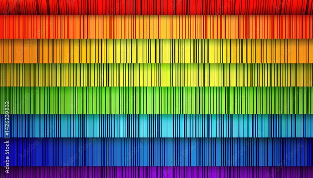Poster vibrant rainbow geometric abstraction a kaleidoscope of colors in harmonious parallel lines creating