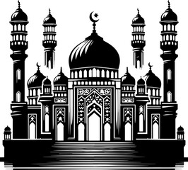 Vector Blue Mosque - Outline Icon