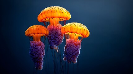 Glowing jellyfish group illustration