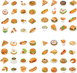 colorful cartoon food icons vibrant illustrations